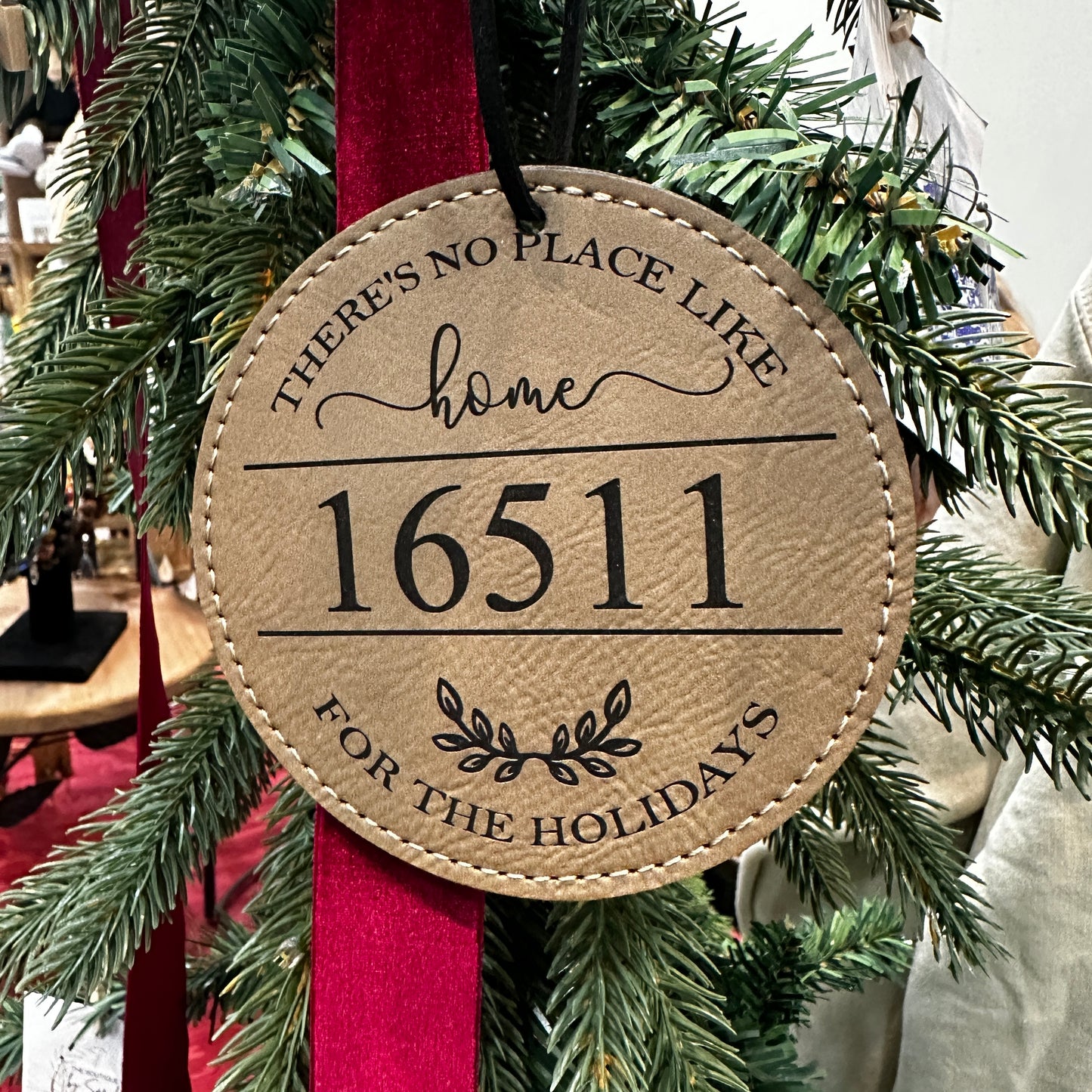 Personalized No Place Like Home Leatherette Ornament