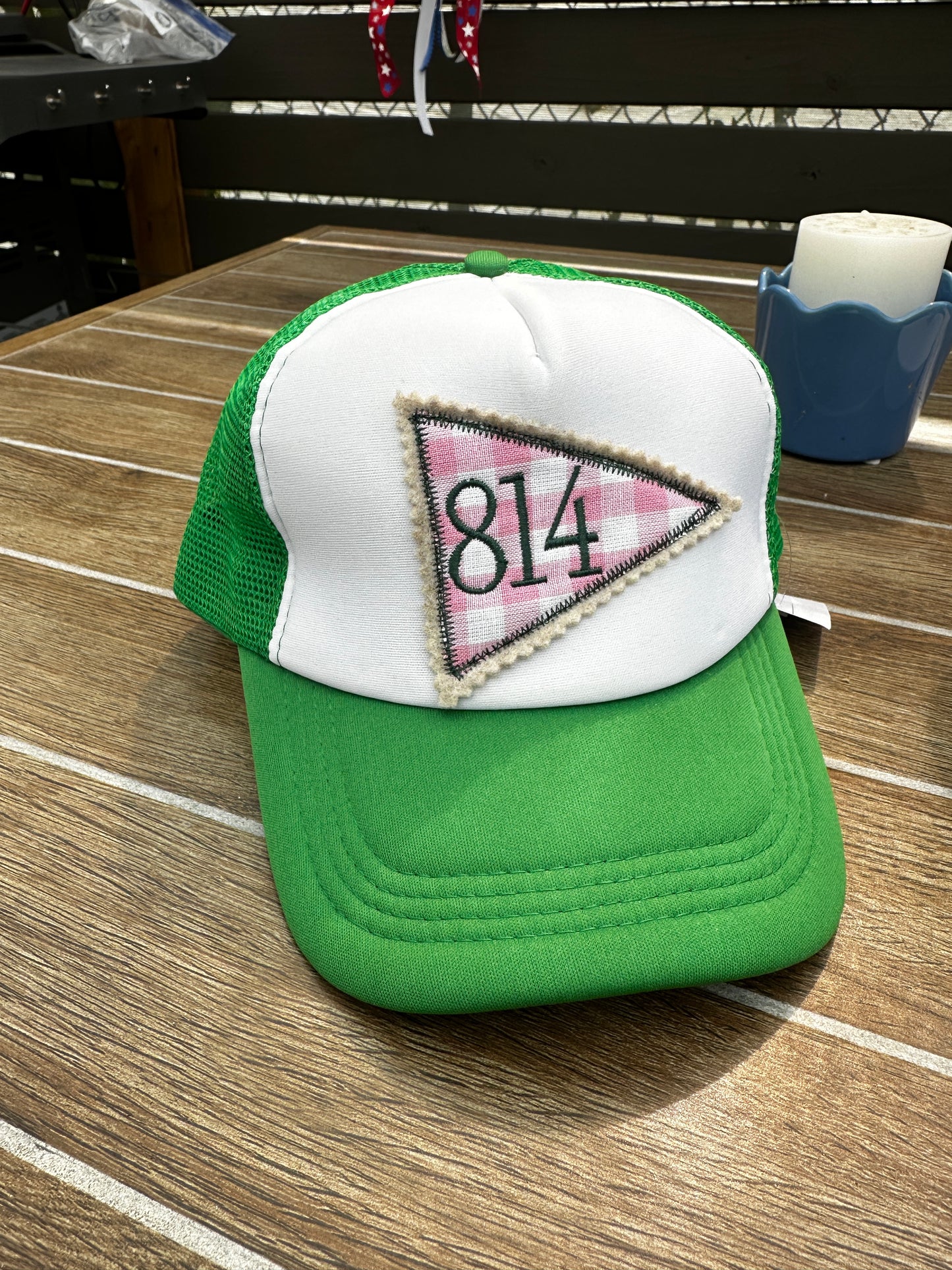 814 Trucker Hat, Erie PA Area Code Hat, Custom Embroidered Hat, Local Pride Hat, Mesh Back Cap, Erie Pennsylvania Gift, Retro Patch Hat