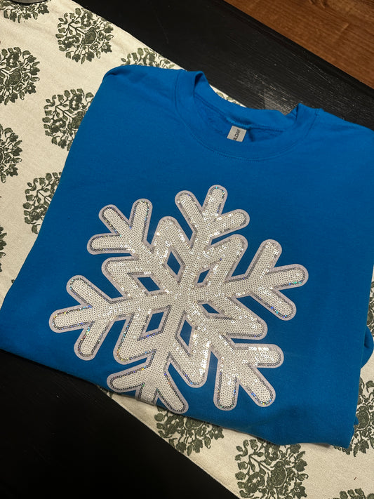Snowflake, Chenille Patch Gildan Sweatshirt, XL