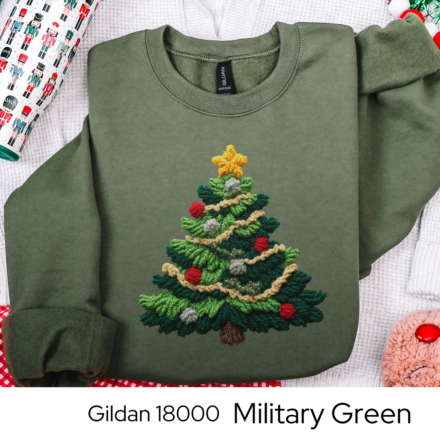 Christmas Tree Sweatshirt, Holiday Gift for Her, Cozy Winter Crewneck, Festive Christmas Sweater, Faux Yarn