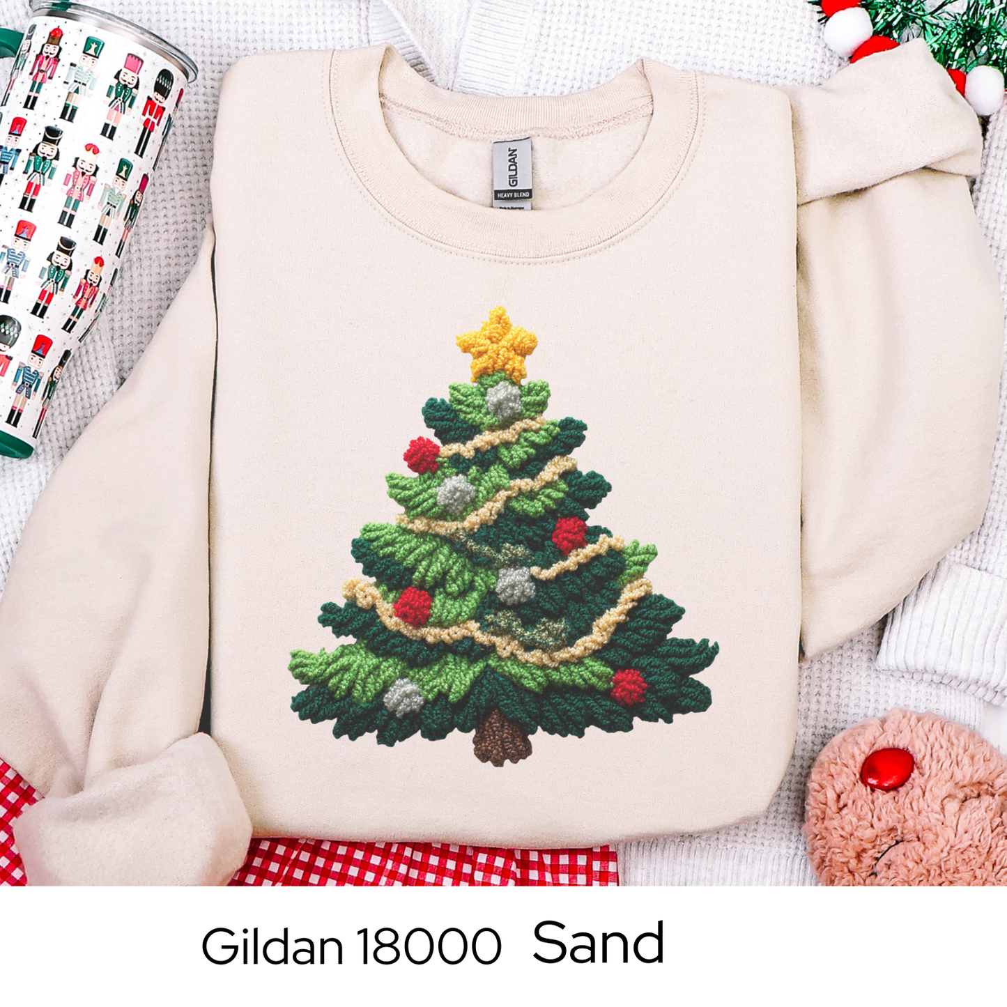 Christmas Tree Sweatshirt, Holiday Gift for Her, Cozy Winter Crewneck, Festive Christmas Sweater, Faux Yarn