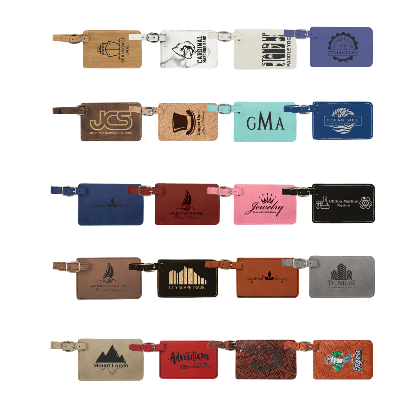 Personalized Leatherette Luggage Tag – Custom Engraved Travel Accessory