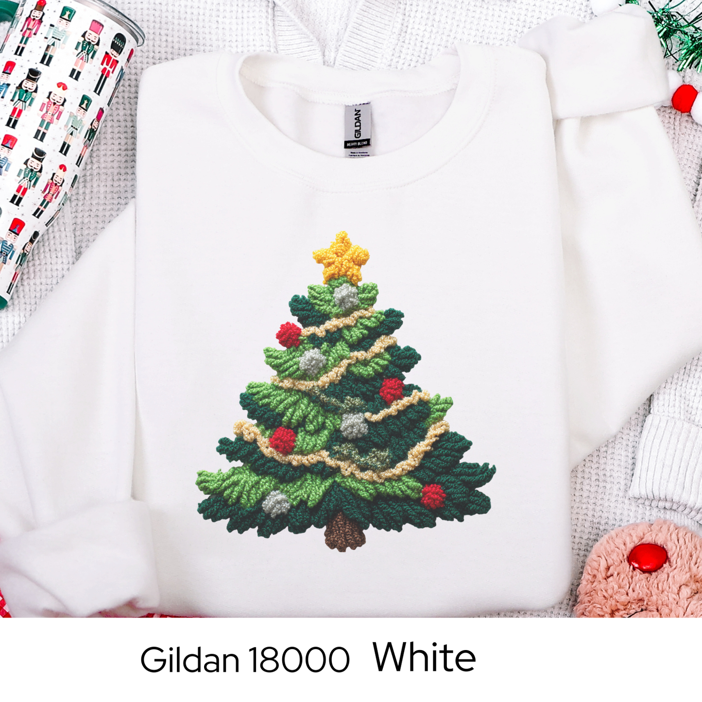 Christmas Tree Sweatshirt, Holiday Gift for Her, Cozy Winter Crewneck, Festive Christmas Sweater, Faux Yarn