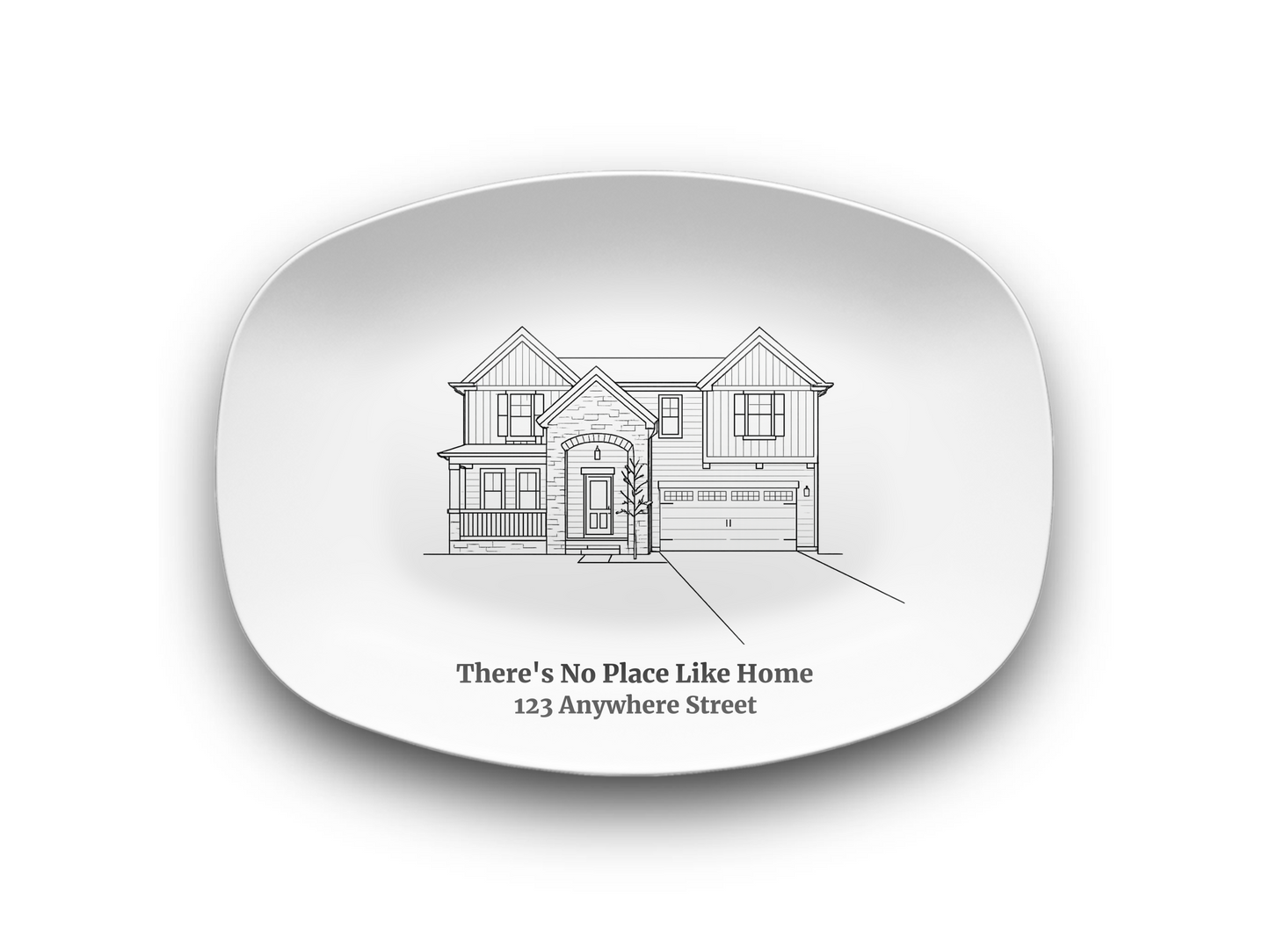 Personalized Home Platter, Custom Line Art Plate from Photo, New Home Gift, Housewarming Gift, Realtor Closing Gift, Family Address Plate