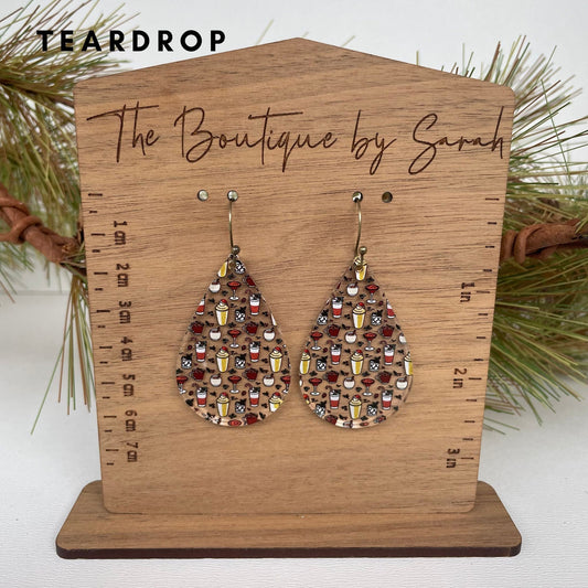 Christmas Earrings, Hot Chocolate, Peppermint Mocha, Christmas Drinks, Boozy Earrings, Xmas Party, Cocktail Party Earrings, Eggnog