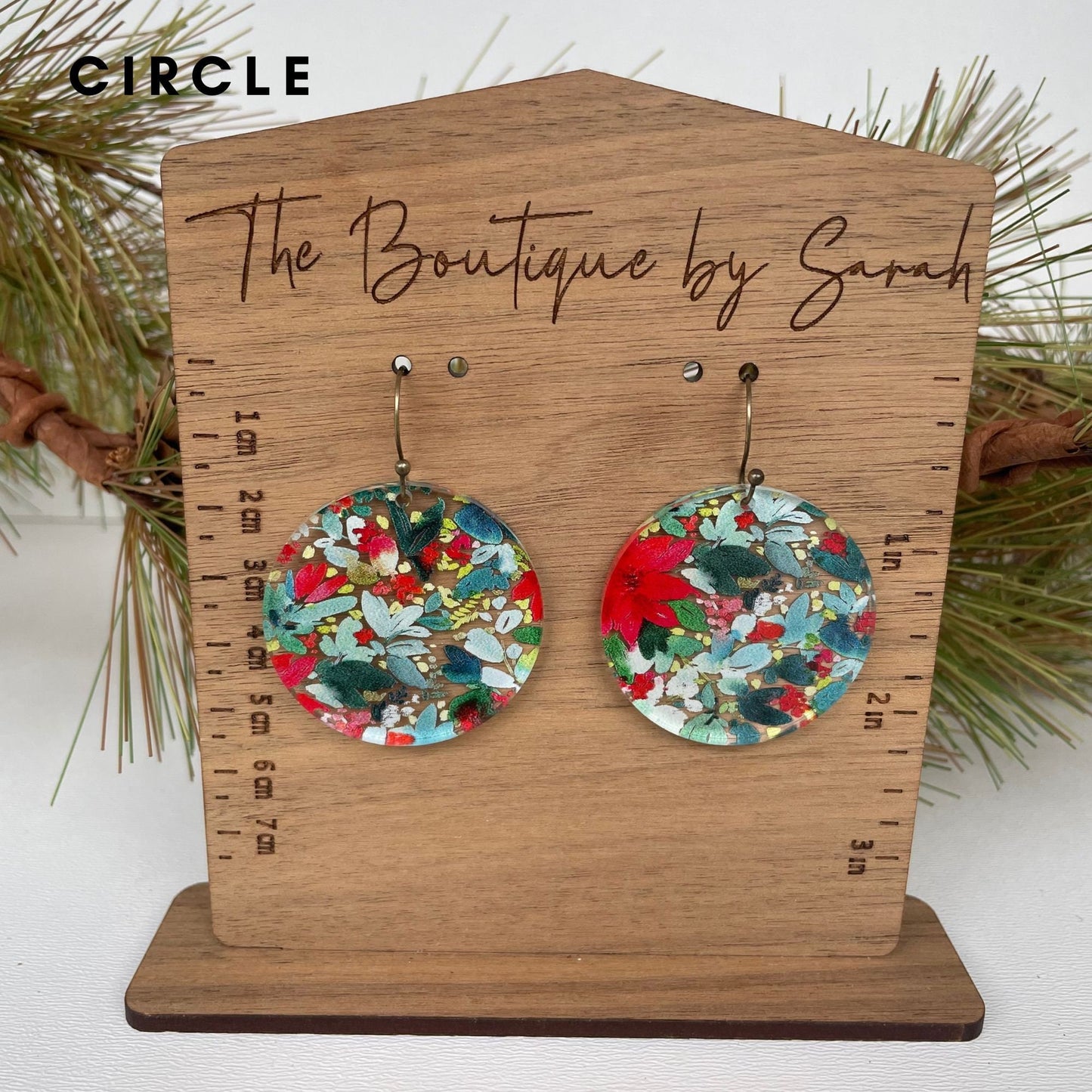Christmas Poinsettia Earrings, Christmas Floral Earrings, Xmas Earrings, Teacher Earrings, Winter Jewelry, Gift for Her, Christmas Eve