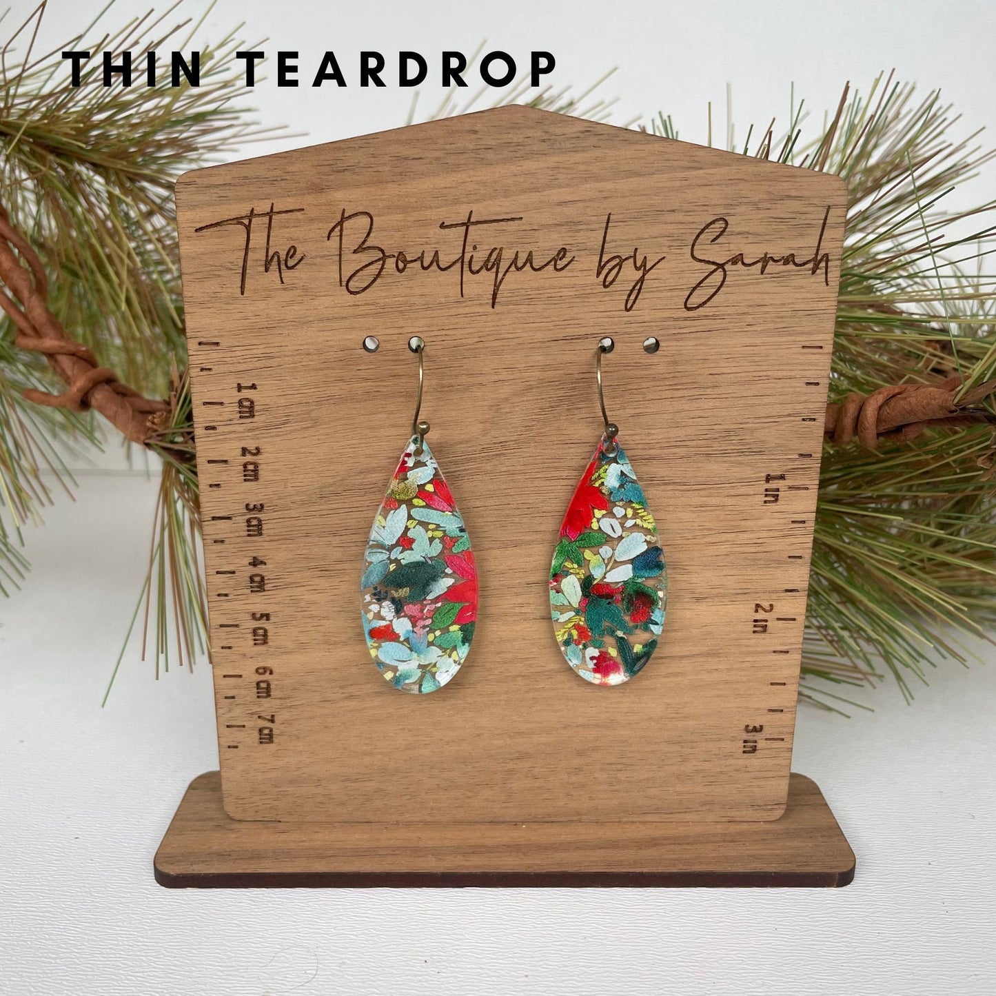 Christmas Poinsettia Earrings, Christmas Floral Earrings, Xmas Earrings, Teacher Earrings, Winter Jewelry, Gift for Her, Christmas Eve