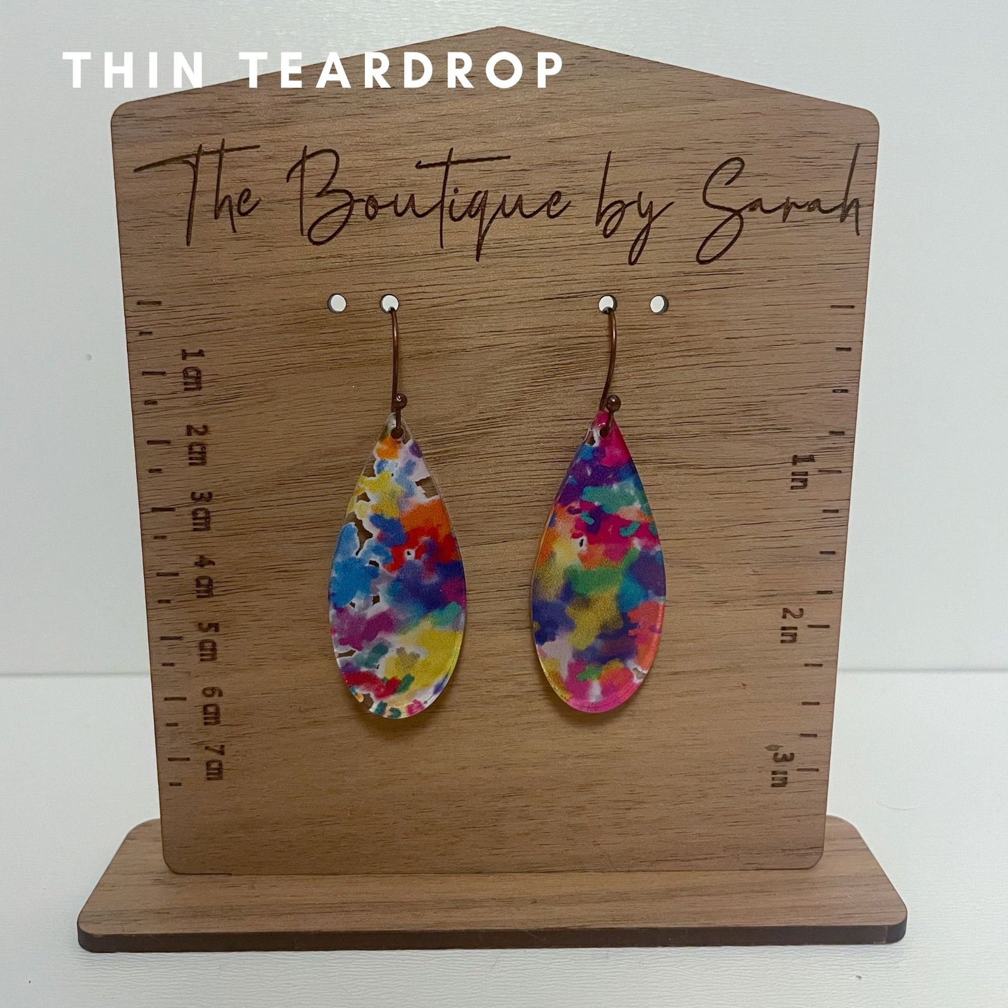 Colorful Earrings, Dangle Earrings, Sponge Painted, Rainbow Earrings, Pride Earrings, Party Jewelry, Acrylic Earrings, Kids Earrings
