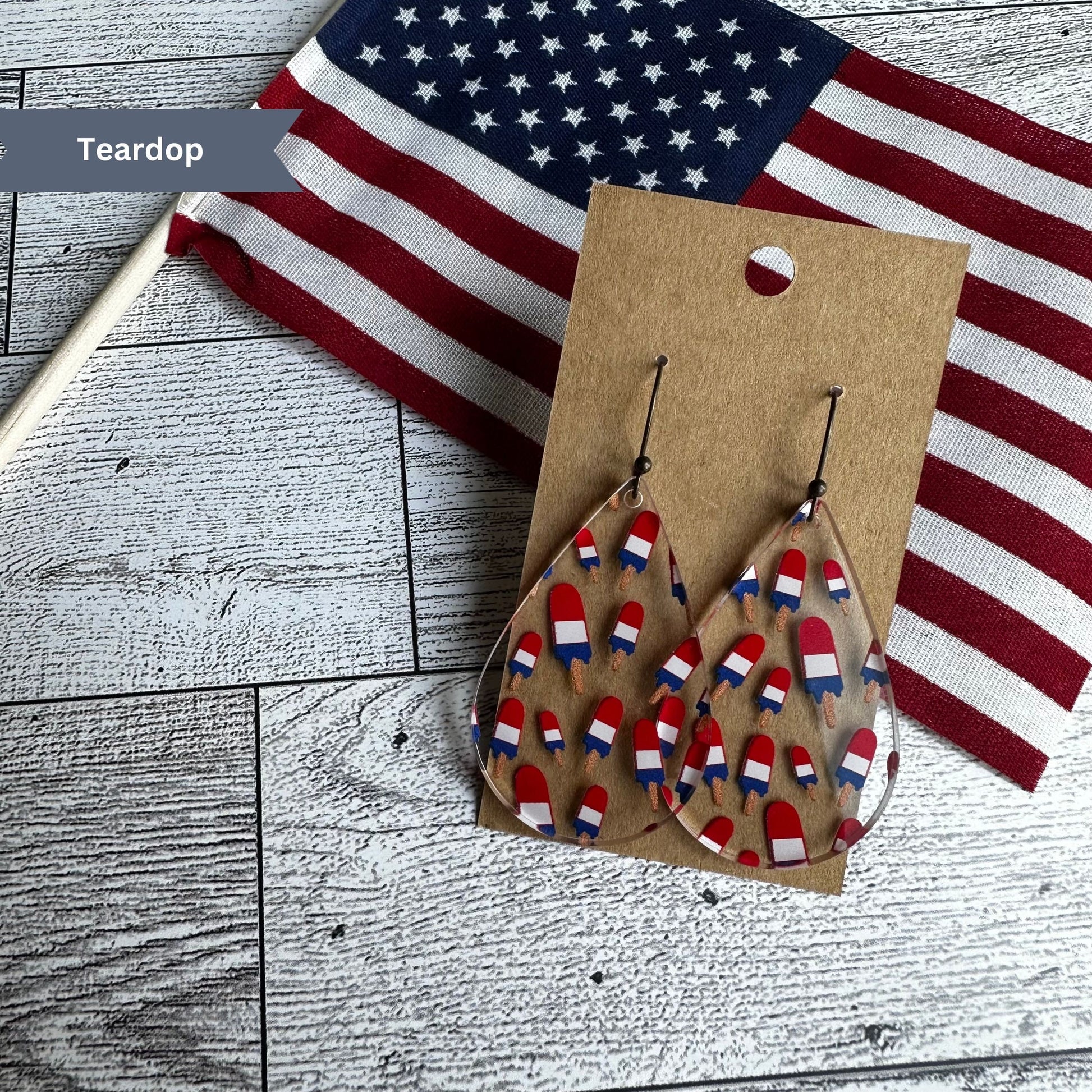 Fourth of July Earrings, Patriotic Earrings, USA Popsicle, Rocket Pop, Bomb Pop, American Flag, 4th of July, Red, White, Blue, Nostalgia