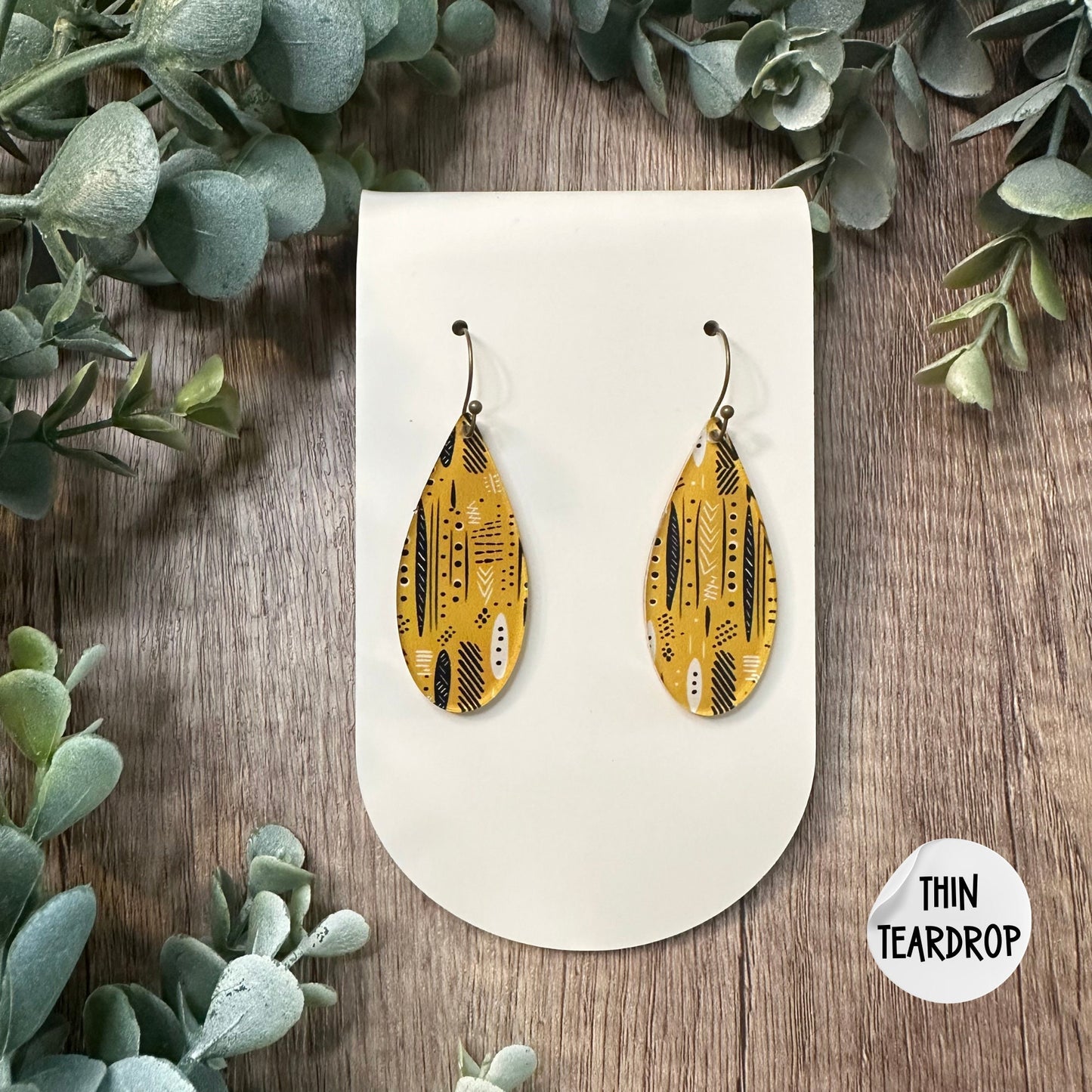 Boho Earrings, Tribal Earrings, Western Earrings, Mustard Yellow, Dangle Earrings, Gift for Her, Acrylic, Yellow Earrings, Boho Chic