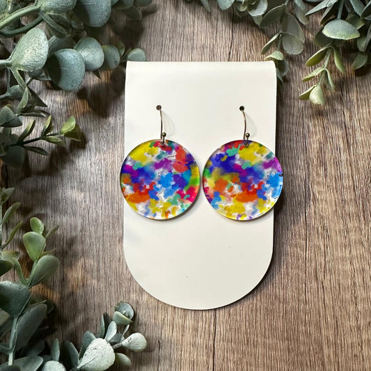 Colorful Earrings, Dangle Earrings, Sponge Painted, Rainbow Earrings, Pride Earrings, Party Jewelry, Acrylic Earrings, Kids Earrings