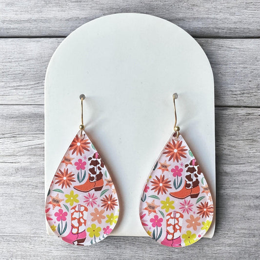 Country Western Earrings, Cowboy Boot Dangle Earrings, Nashville Bachelorette, Party Jewelry, Cowgirl Accessories, Western Theme, Cowgirl