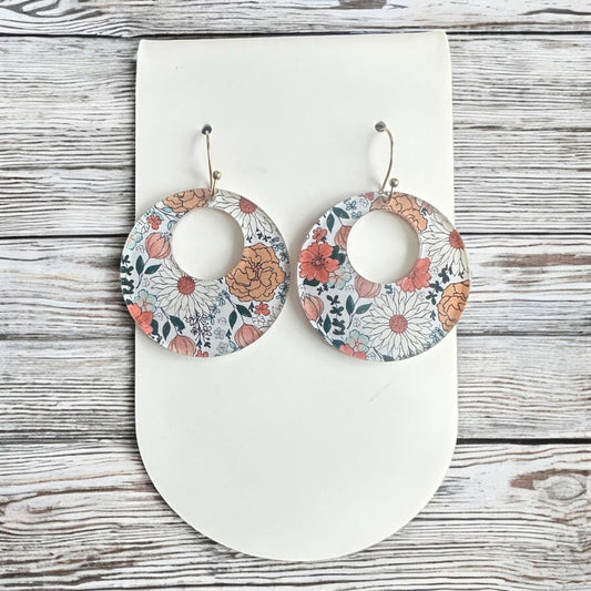 Boho Floral Earrings, Spring Earrings, Coral Earrings, Lightweight Acrylic Earrings, Retro Boho Jewelry, Gift for Her, Mustard, Orange