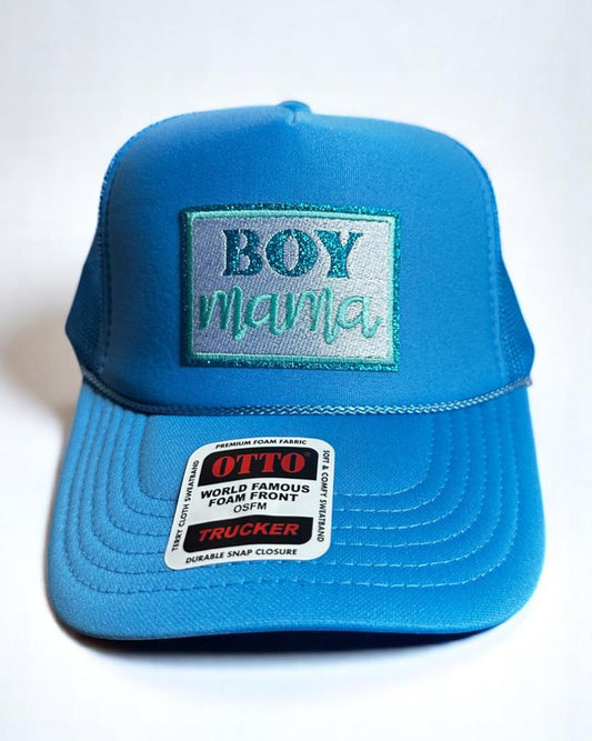 Boy Mama Trucker Hat, Blue Foam Snapback Hat, Embroidered Patch Mom Hat, Mom Life Cap for Her, Mother’s Day Gift Idea, Otto Mesh Trucker
