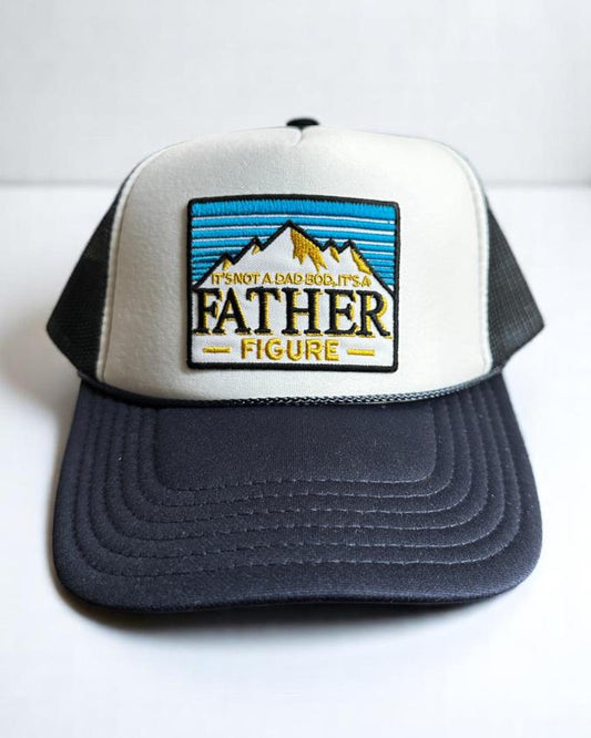 Funny Dad Bod Trucker Hat, Father Figure Foam Cap, Navy and White Snapback, Embroidered Beer Patch Hat, Cool Dad Gift, Otto Mesh Hat