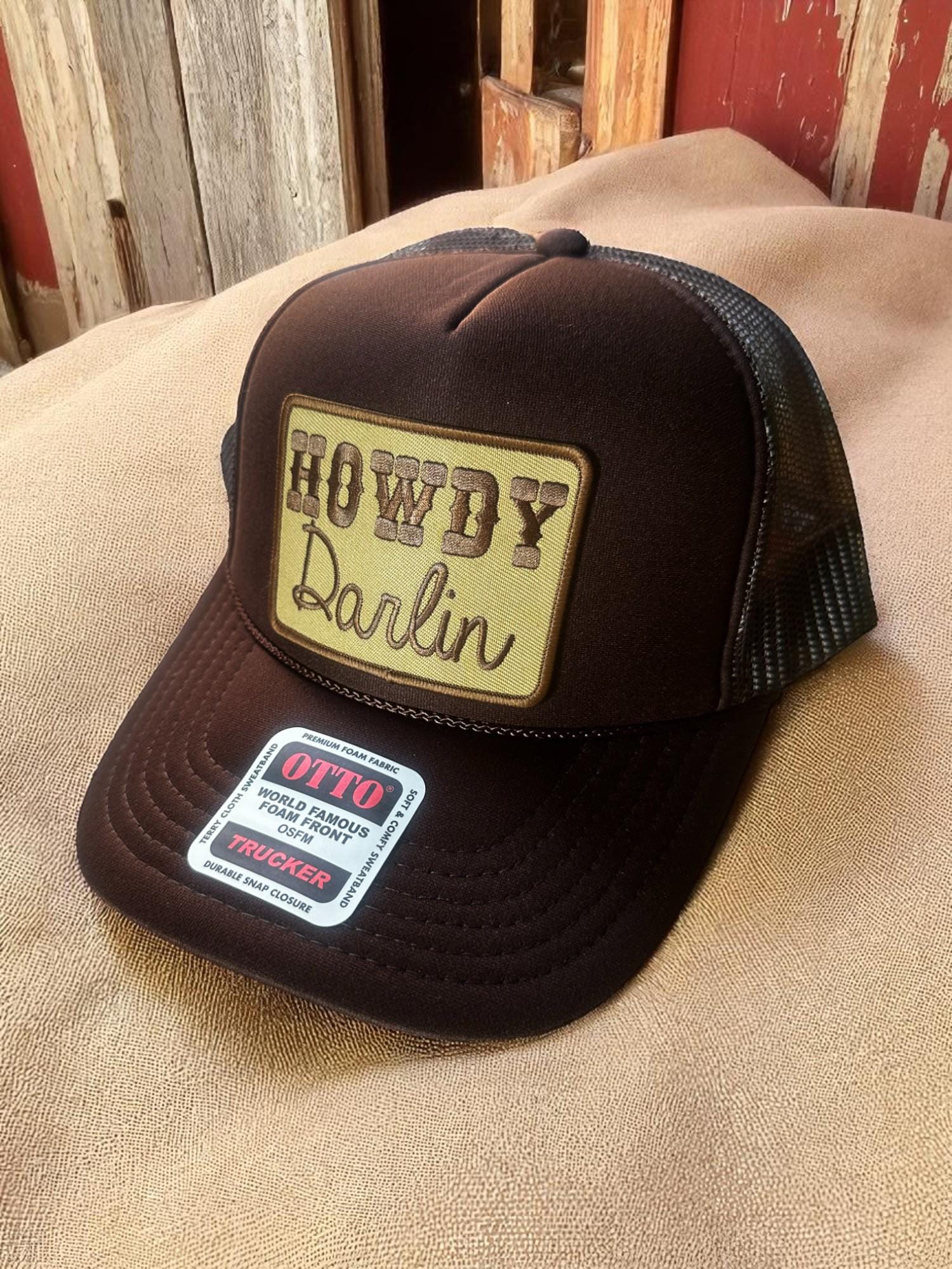 Howdy Darlin Hat, Brown Trucker Cap, Western Patch Hat, Country Girl Aesthetic Hat, Vintage Style Foam Hat, Otto Mesh Snapback