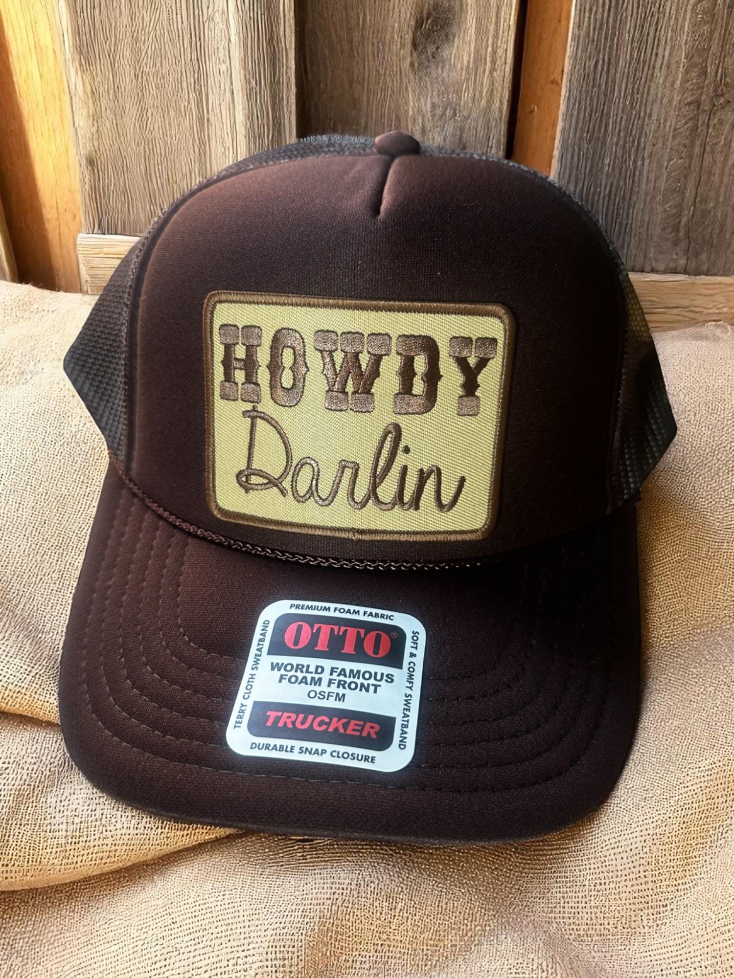 Howdy Darlin Hat, Brown Trucker Cap, Western Patch Hat, Country Girl Aesthetic Hat, Vintage Style Foam Hat, Otto Mesh Snapback