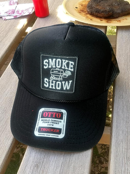 Smoke Show Hat, BBQ Dad Trucker Hat, Black Otto Grillmaster Cap, Funny Barbecue Hat, Pitmaster Gift Hat, Outdoor Cooking Hat