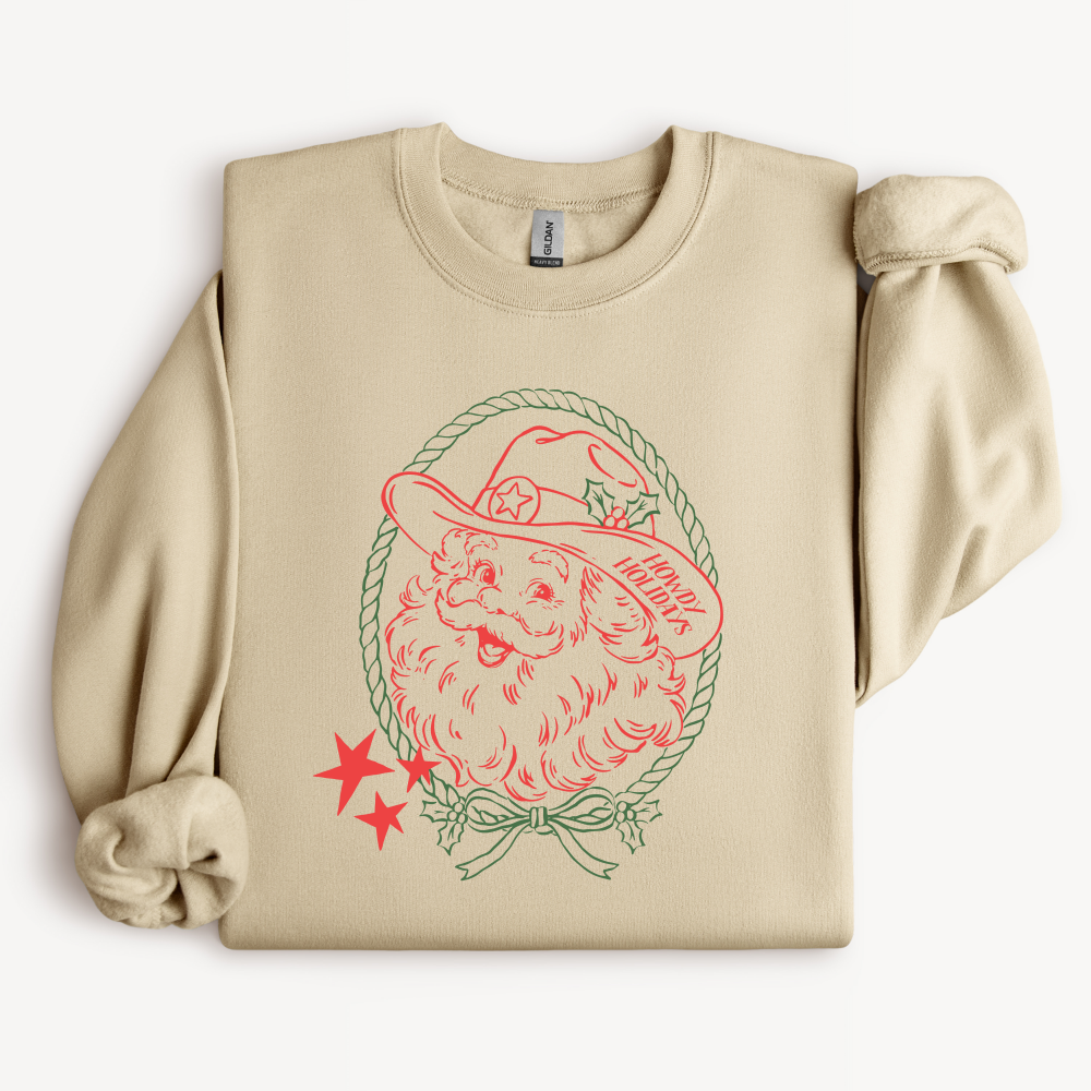 Howdy Holidays Cowboy Santa Sweatshirt | Western Christmas Crewneck