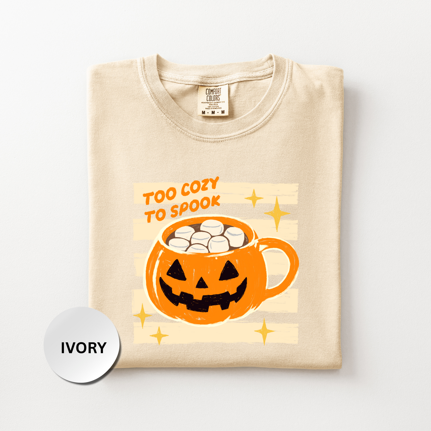 Halloween Coffee Shirt, Cozy Halloween Comfort Colors Shirt, Too Cozy to Spook Graphic Tee, Cute Spooky Season Shirt, Fall Coffee Lover Gift