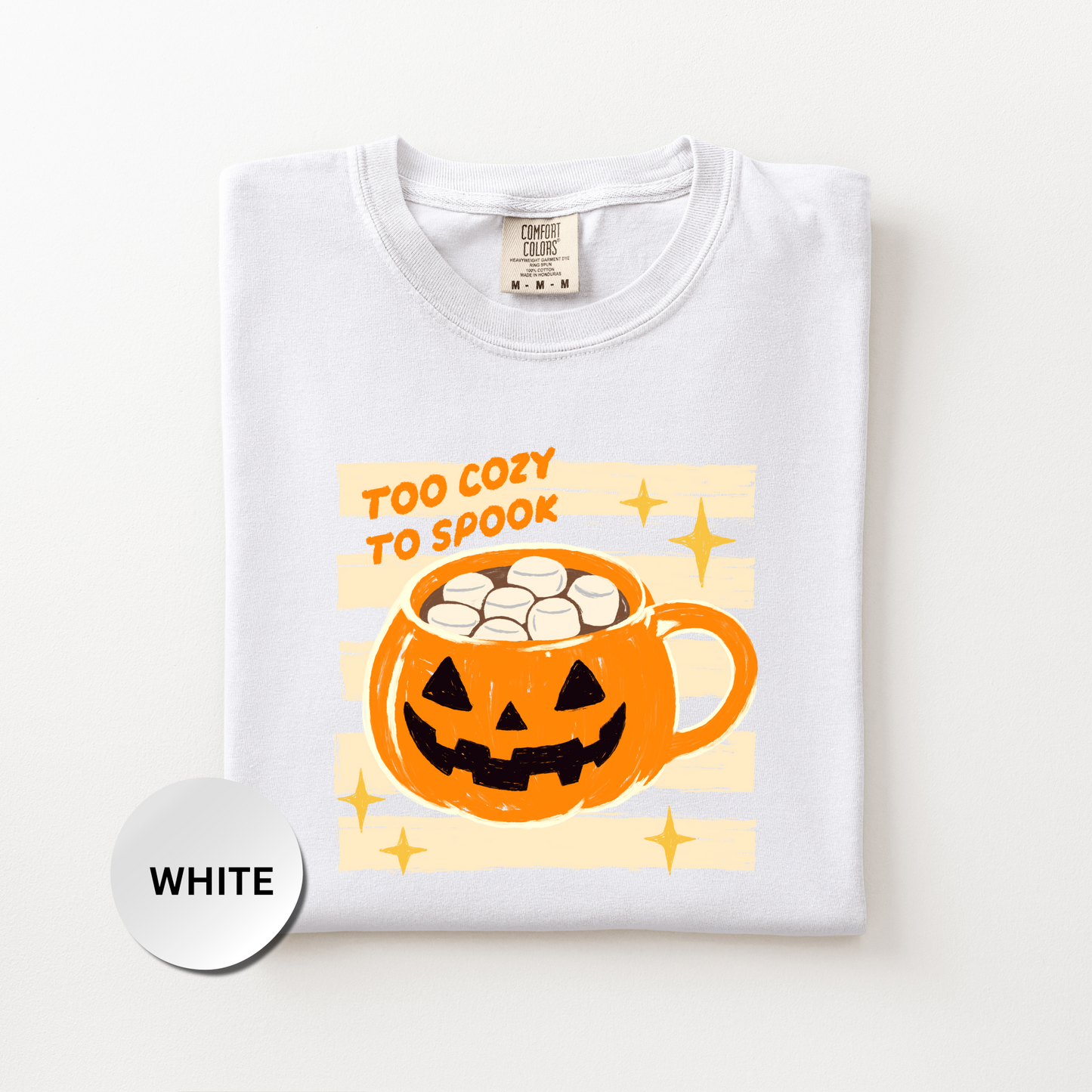 Halloween Coffee Shirt, Cozy Halloween Comfort Colors Shirt, Too Cozy to Spook Graphic Tee, Cute Spooky Season Shirt, Fall Coffee Lover Gift