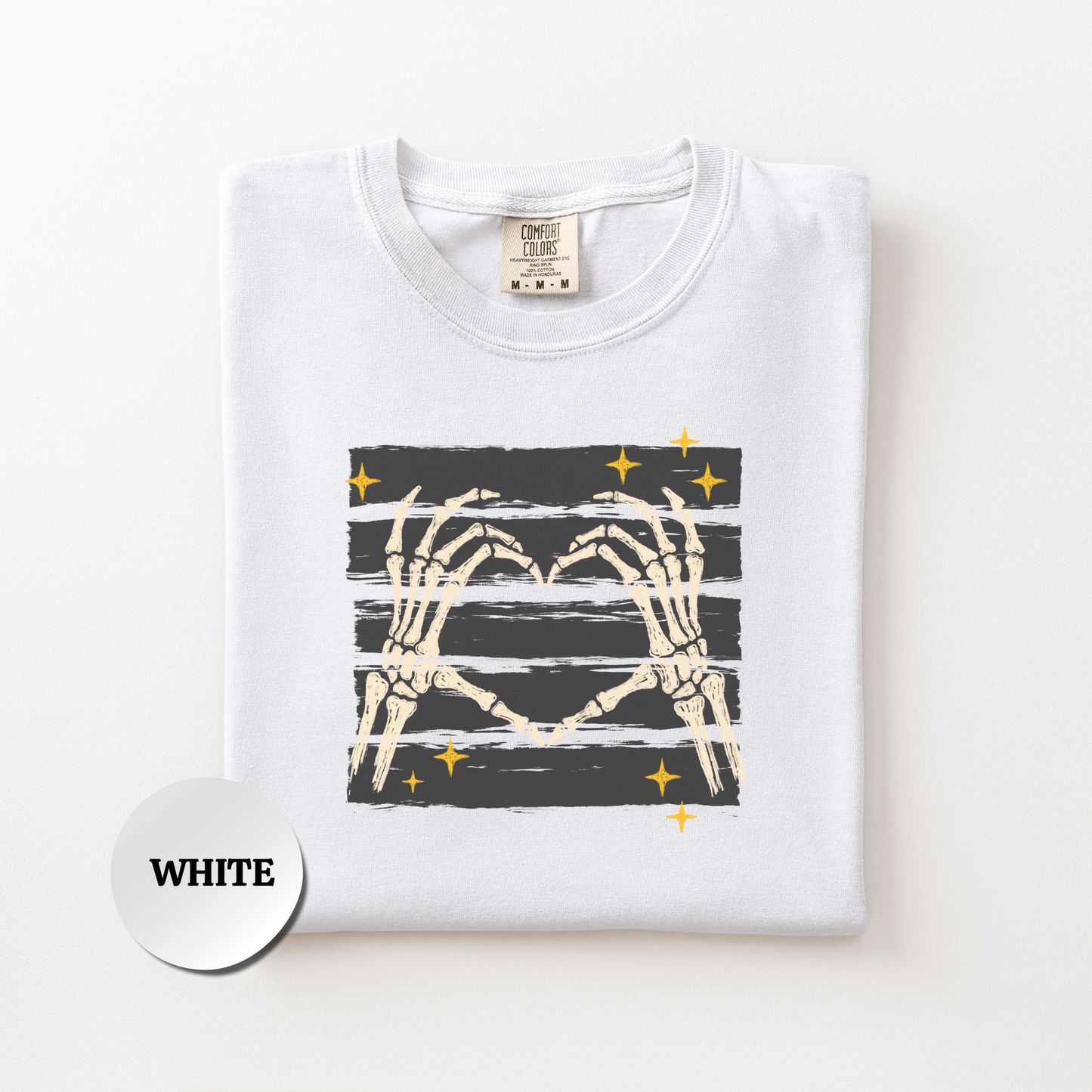 Skeleton Hands Heart Shirt, Halloween Skeleton Comfort Colors 1717 Tee, Spooky Season Graphic Shirt, Cute Gothic Fall Tee, Bone Hands Shirt