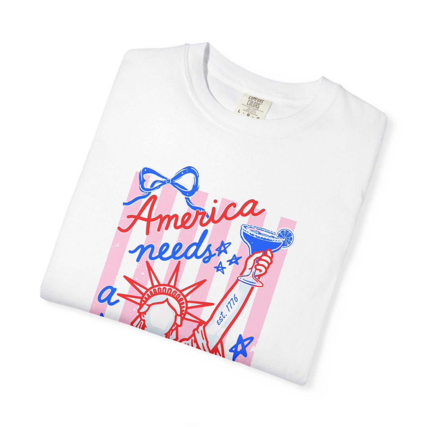Patriotic Cocktail Shirt, Fourth of July Graphic Tee, America Summer Shirt, Retro USA Party Tee, Funny Drinking Shirt, Comfort Colors Tee
