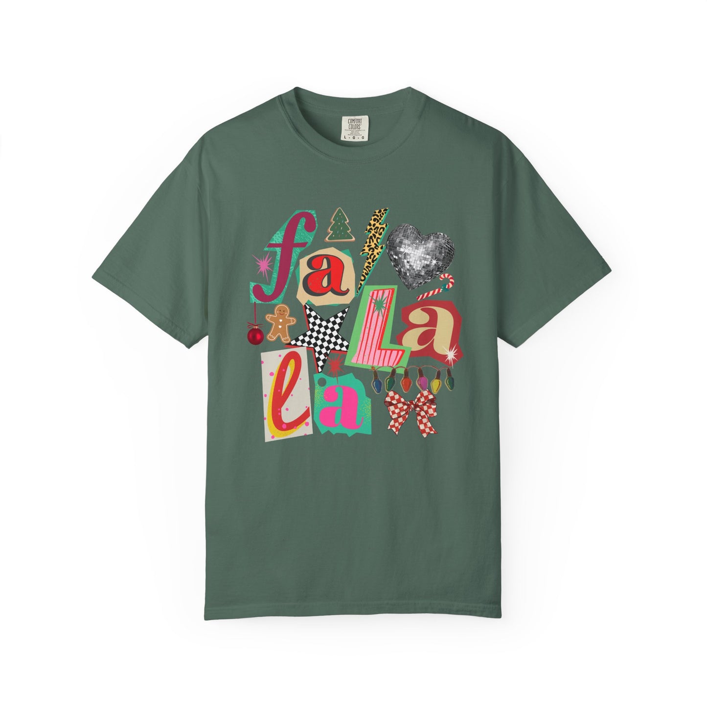 Comfort Colors Fa La La Christmas Shirt, Retro Holiday Graphic Tee, Cute Christmas Lights Disco Gingerbread Shirt, Xmas Gift for Her (Show Special)