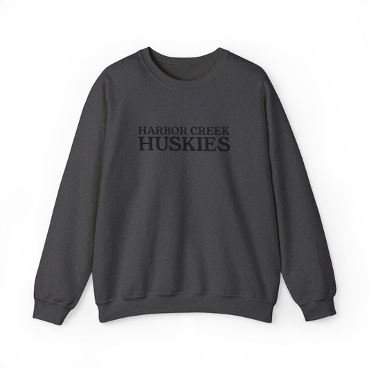 Harbor Creek Huskies Monochrome Sweatshirt, Custom School Spirit Crewneck, Unisex Gildan 18000, Local Team Pride Apparel