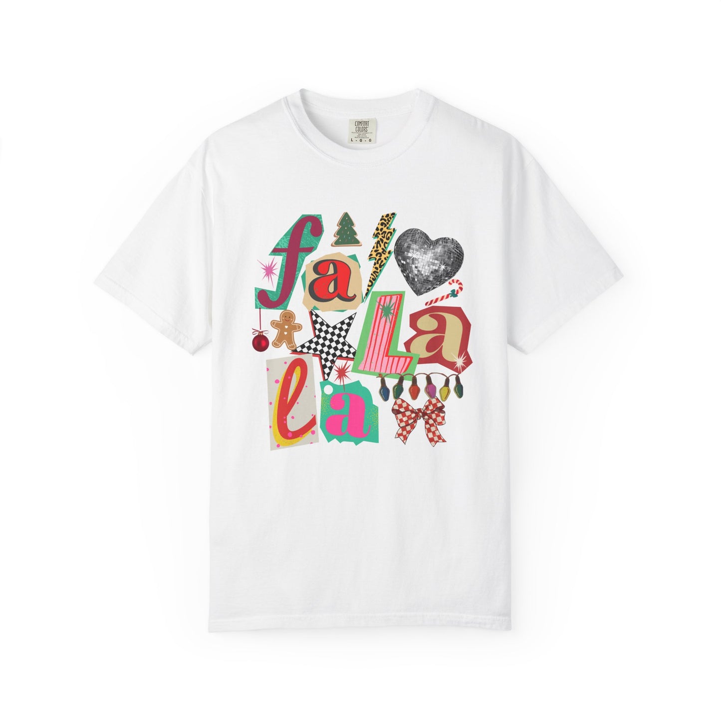 Comfort Colors Fa La La Christmas Shirt, Retro Holiday Graphic Tee, Cute Christmas Lights Disco Gingerbread Shirt, Xmas Gift for Her (Show Special)