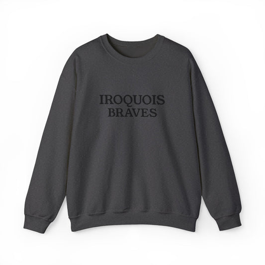 Iroquois Braves Monochrome Sweatshirt, Custom School Spirit Crewneck, Unisex Gildan 18000, Local Team Pride Apparel