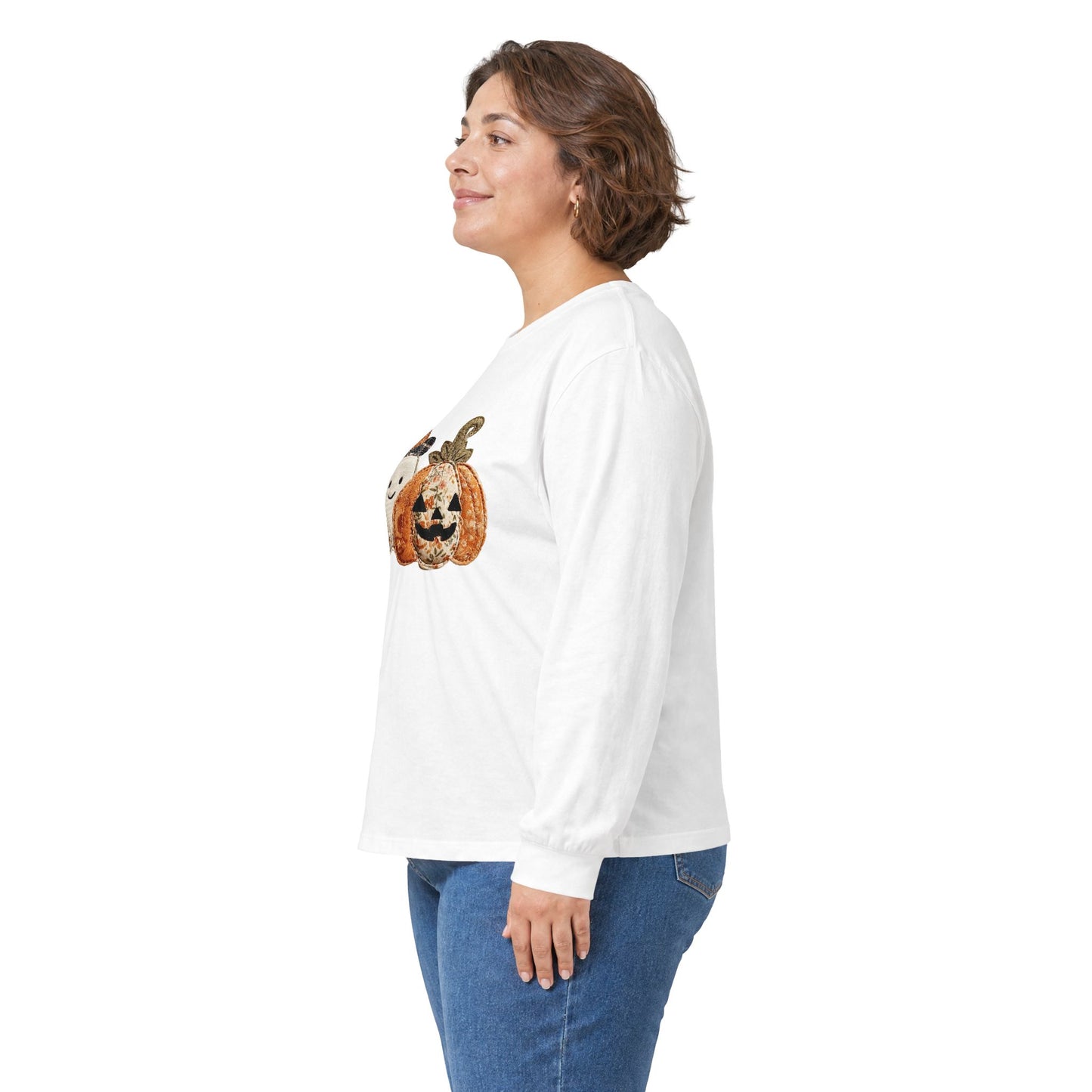 Faux Pumpkin & Ghost Long Sleeve Tee