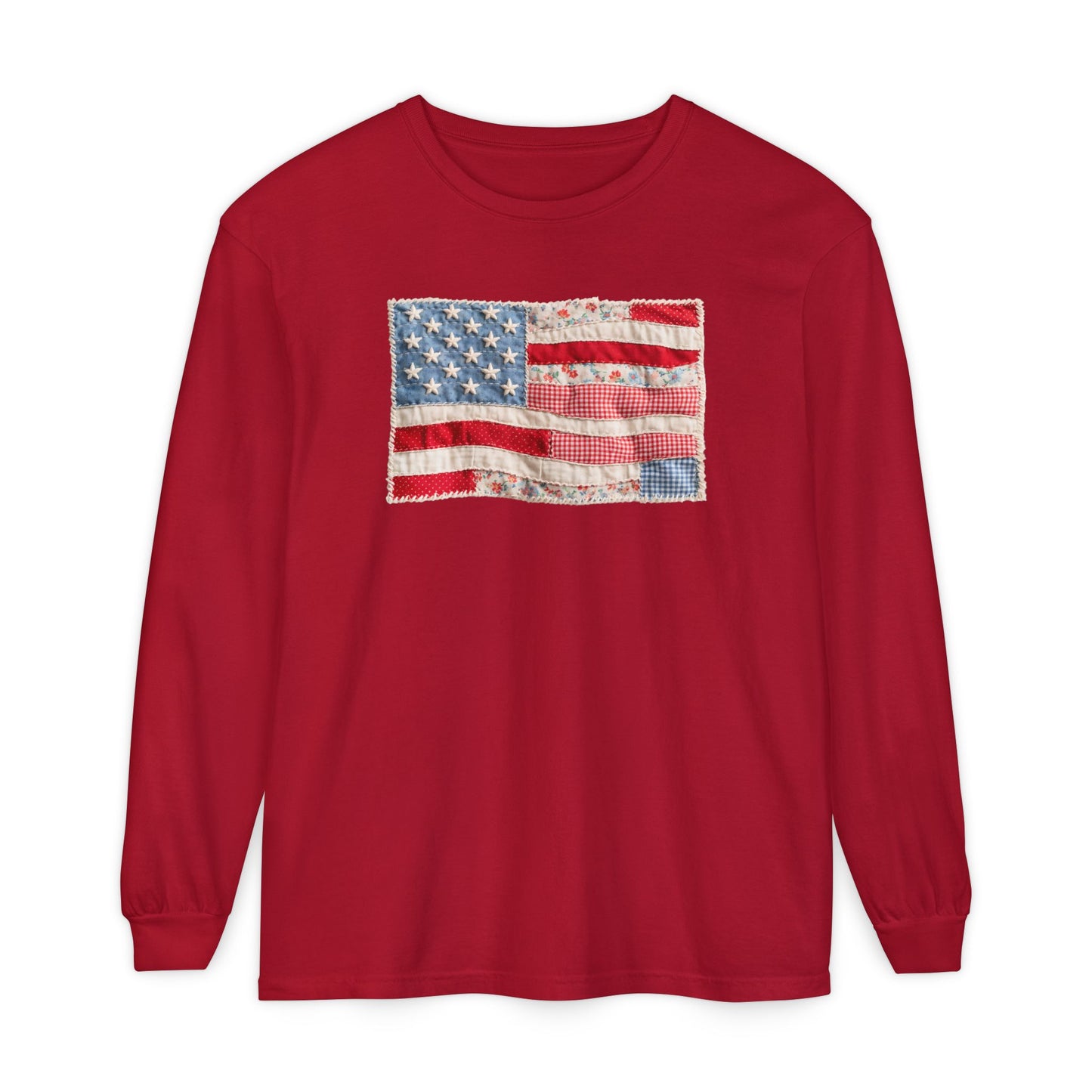 Long Sleeve Tee — Vintage American Flag Graphic