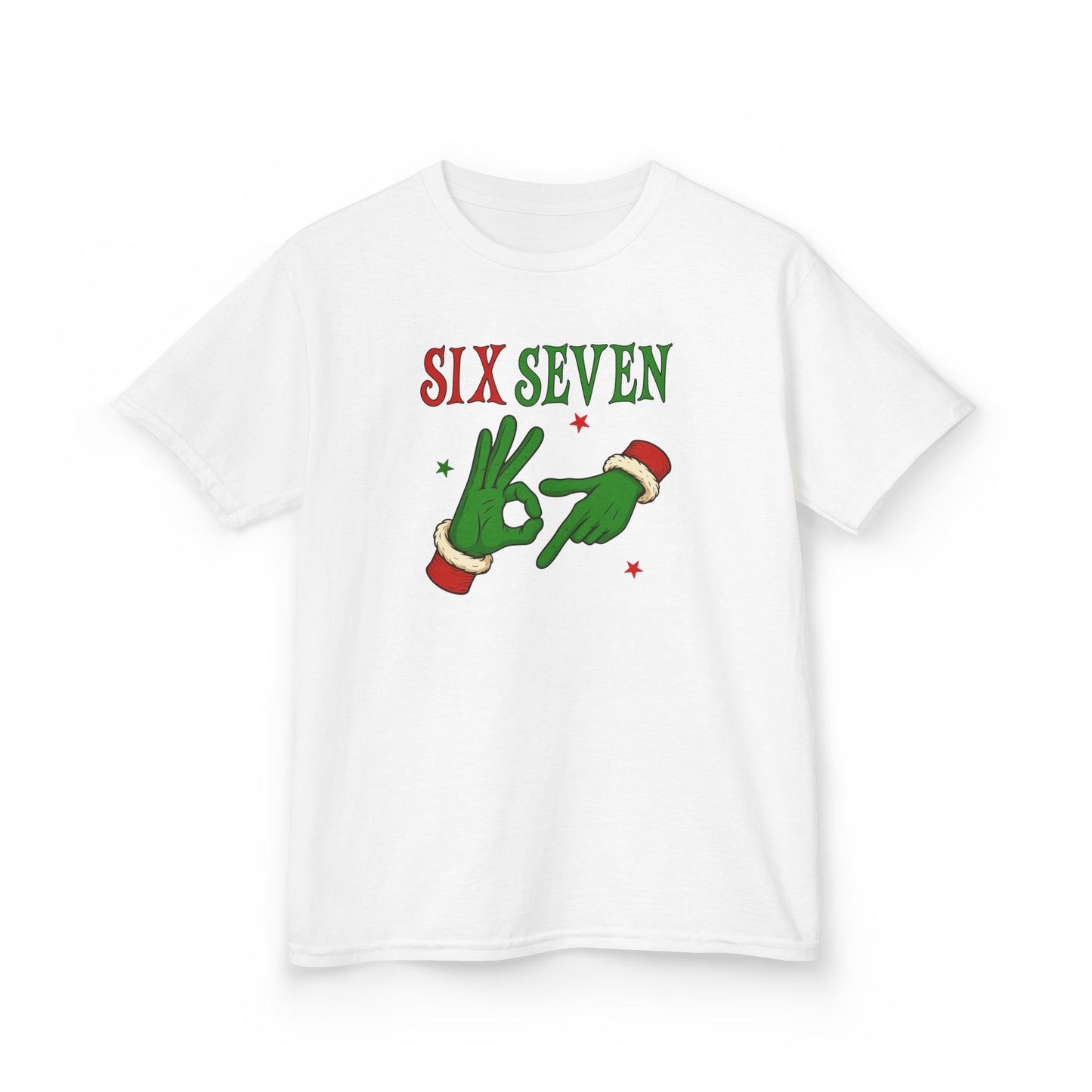 Kids Christmas Tee — “Six Seven” Elf Hand Sign Holiday Shirt