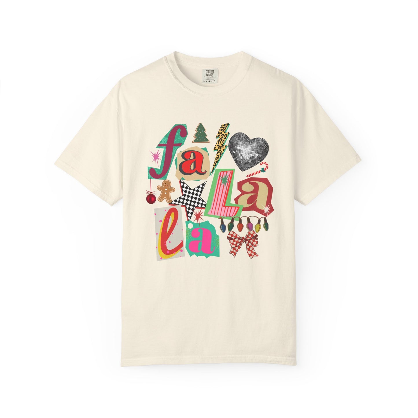 Comfort Colors Fa La La Christmas Shirt, Retro Holiday Graphic Tee, Cute Christmas Lights Disco Gingerbread Shirt, Xmas Gift for Her (Show Special)