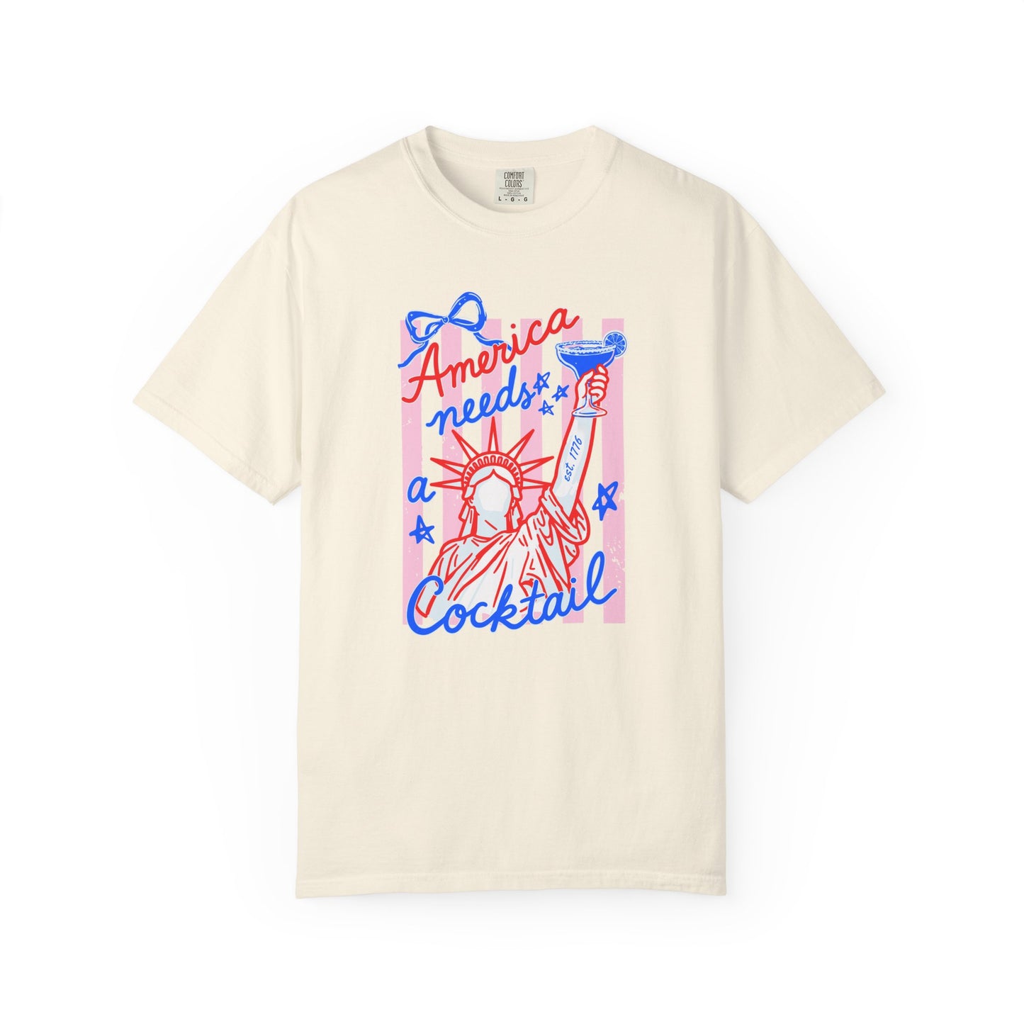 Patriotic Cocktail Shirt, Fourth of July Graphic Tee, America Summer Shirt, Retro USA Party Tee, Funny Drinking Shirt, Comfort Colors Tee
