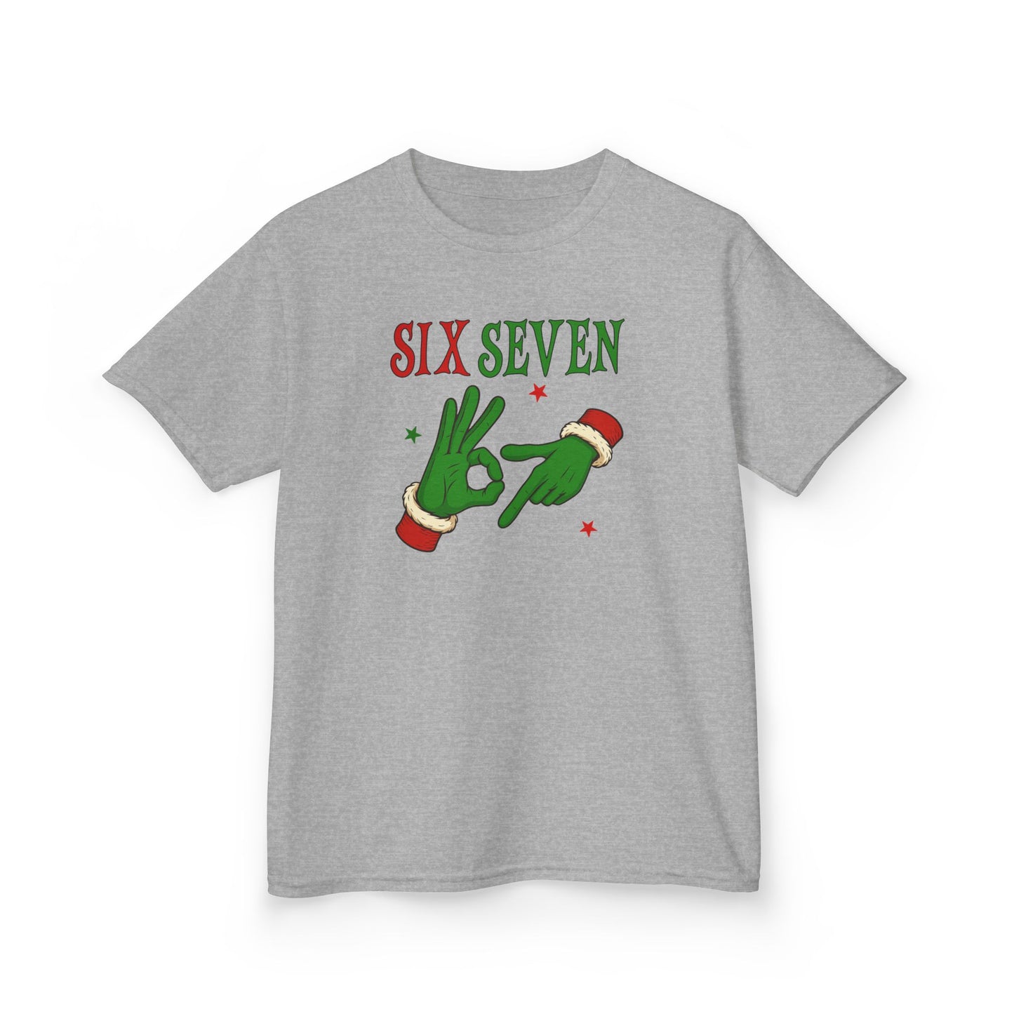 Kids Christmas Tee — “Six Seven” Elf Hand Sign Holiday Shirt