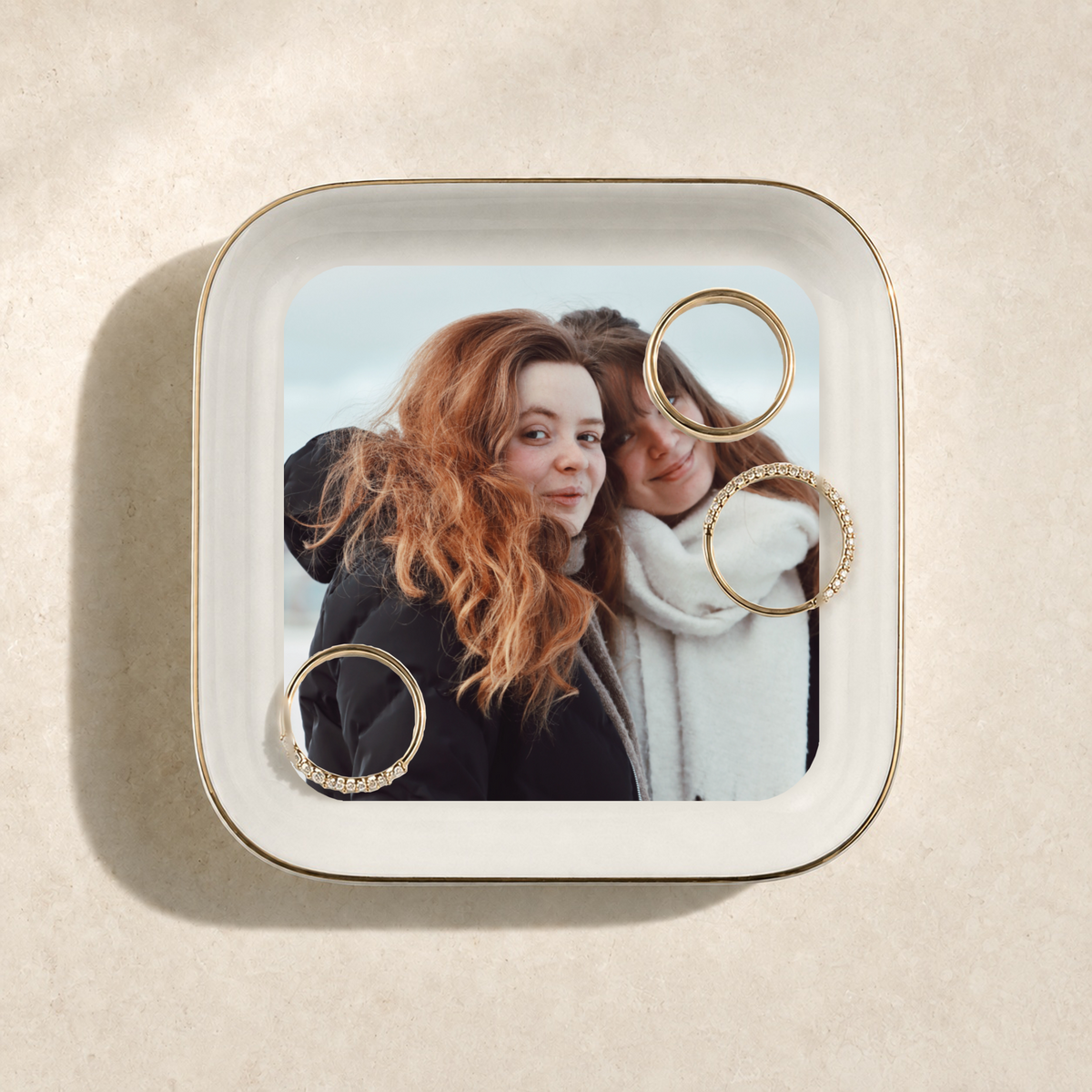 Best Friend Photo Ring Dish, Square Ceramic