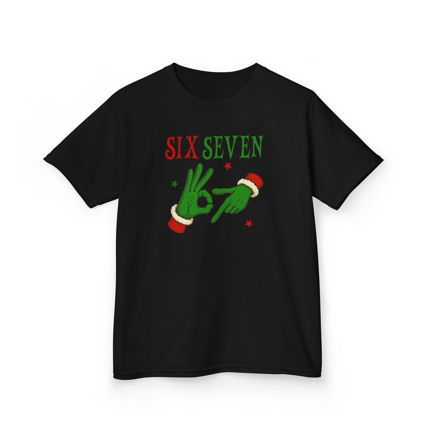 Kids Christmas Tee — “Six Seven” Elf Hand Sign Holiday Shirt
