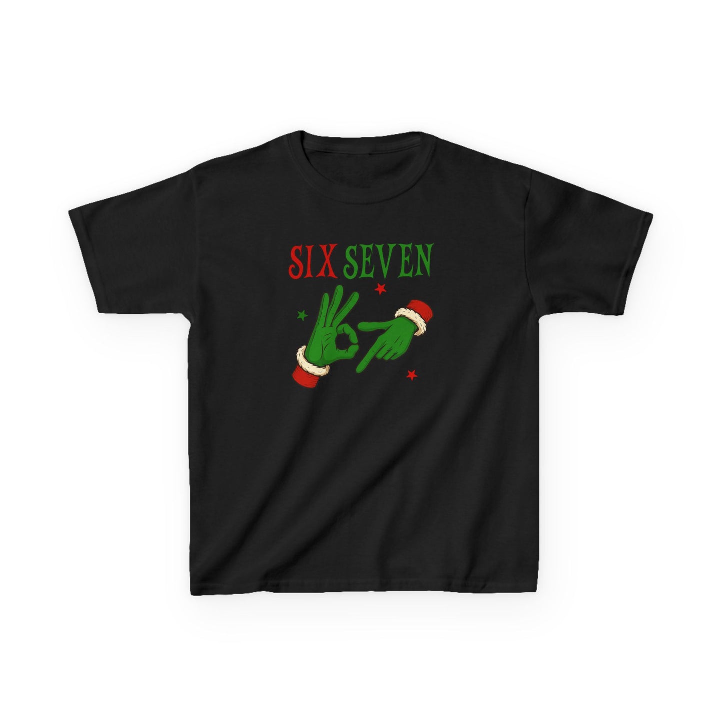 Kids Christmas Tee — “Six Seven” Elf Hand Sign Holiday Shirt