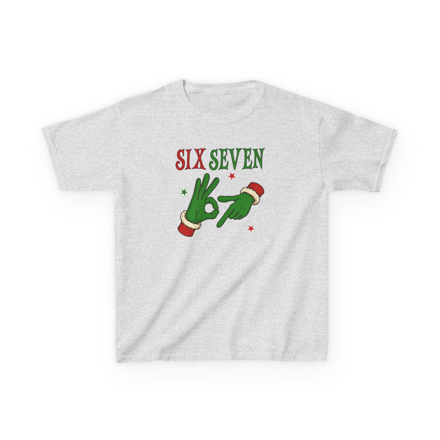 Kids Christmas Tee — “Six Seven” Elf Hand Sign Holiday Shirt