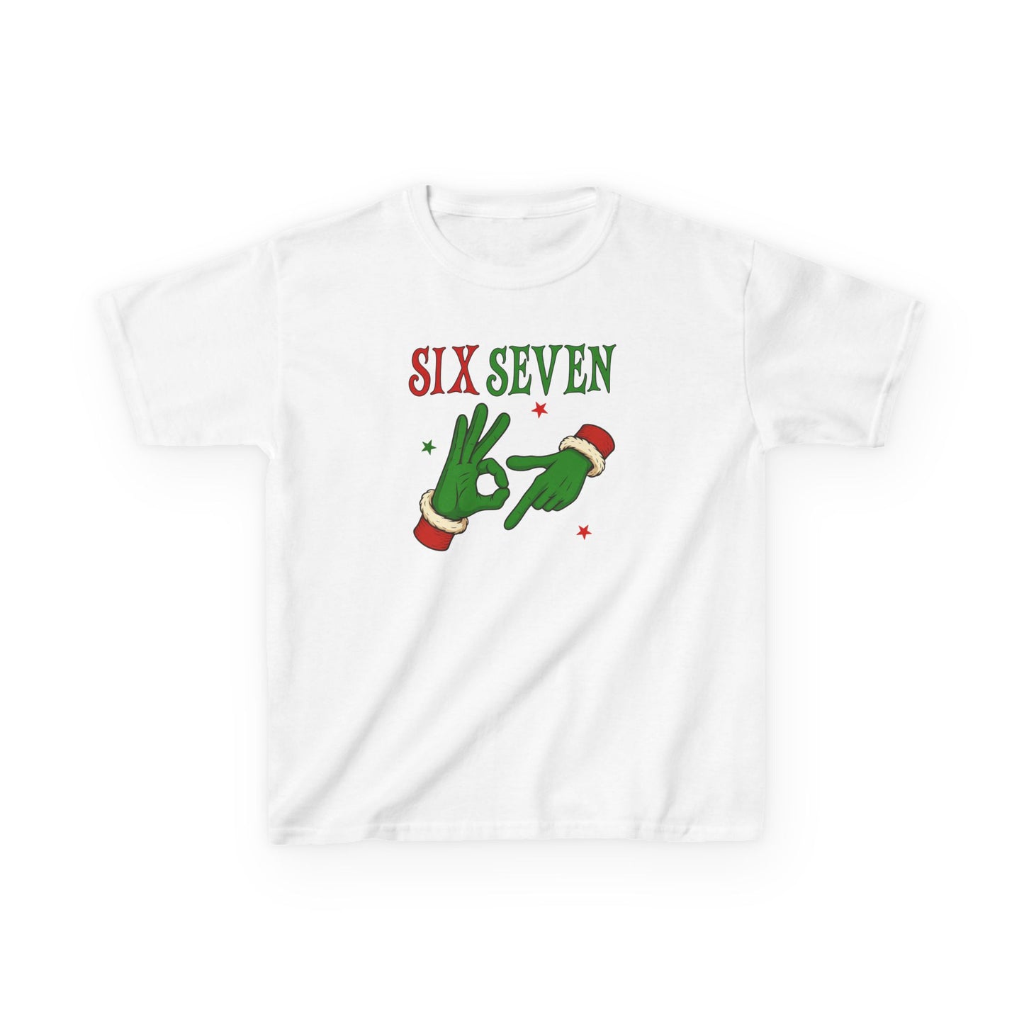 Kids Christmas Tee — “Six Seven” Elf Hand Sign Holiday Shirt