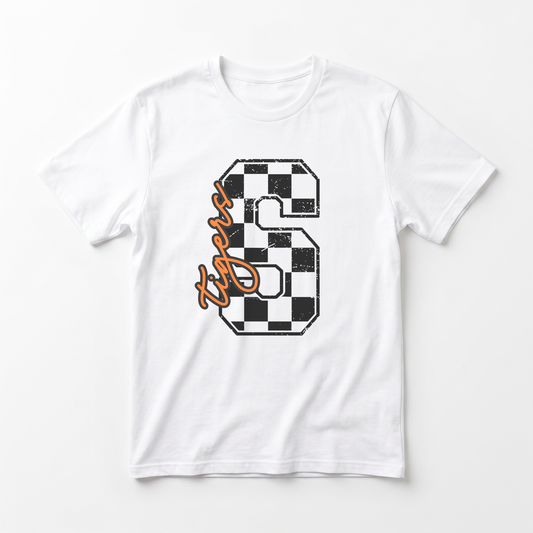 Personalized School Spirit Shirt, Custom Mascot Shirt, Checkered Game Day Tee, School Pride Shirt, Football Basketball Spirit Wear