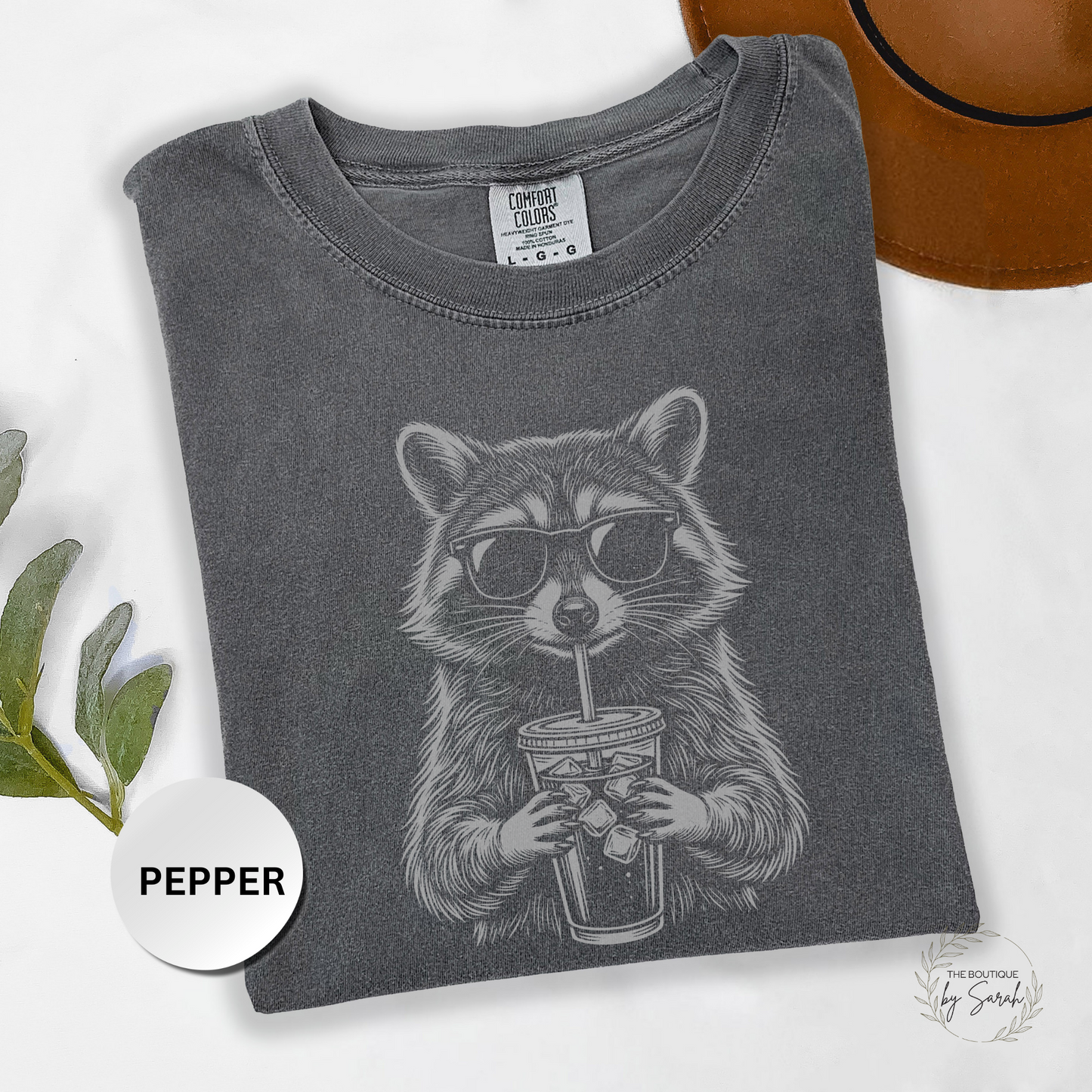 Iced Coffee Raccoon Graphic Tee – Funny Coffee Lover Shirt, Cute Animal T-Shirt, Casual Everyday Comfort Colors Tee