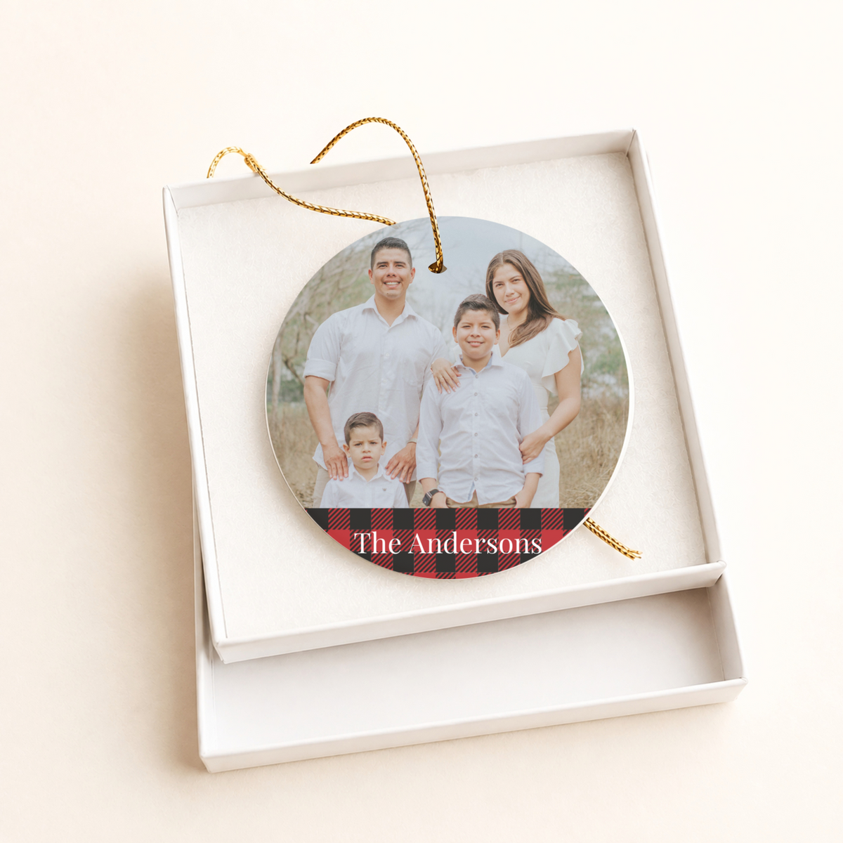 Personalized Family Photo Christmas Card Ornament 2026