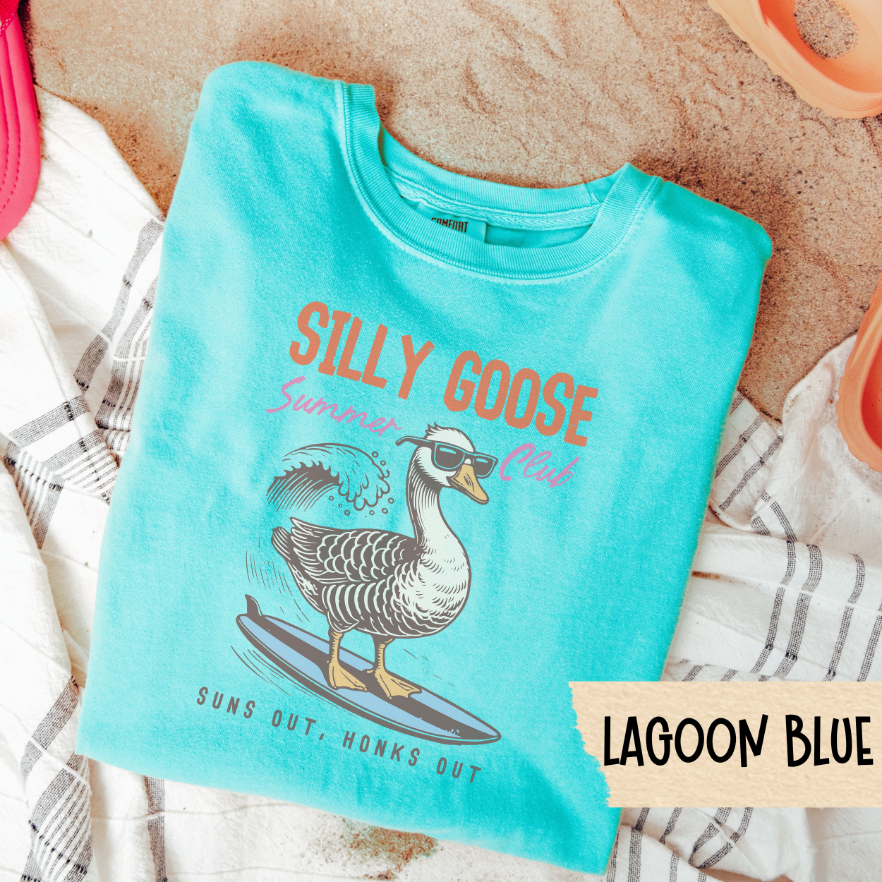 Funny Summer Goose Shirt, Silly Goose Club Tee, Suns Out Honks Out Graphic Tee, Cute Beach Shirt, Surfing Animal T-Shirt Gift