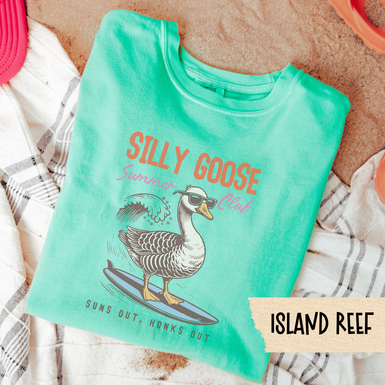 Funny Summer Goose Shirt, Silly Goose Club Tee, Suns Out Honks Out Graphic Tee, Cute Beach Shirt, Surfing Animal T-Shirt Gift
