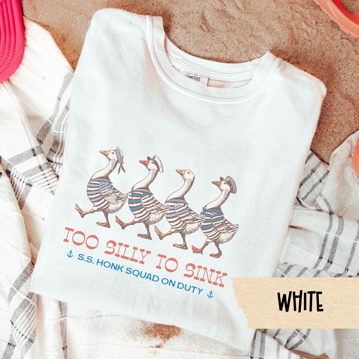 Too Silly to Sink Shirt, Funny Nautical Goose Tee, S.S. Honk Squad T-Shirt, Silly Goose Summer Shirt, Silly Animal Beach Graphic Tee