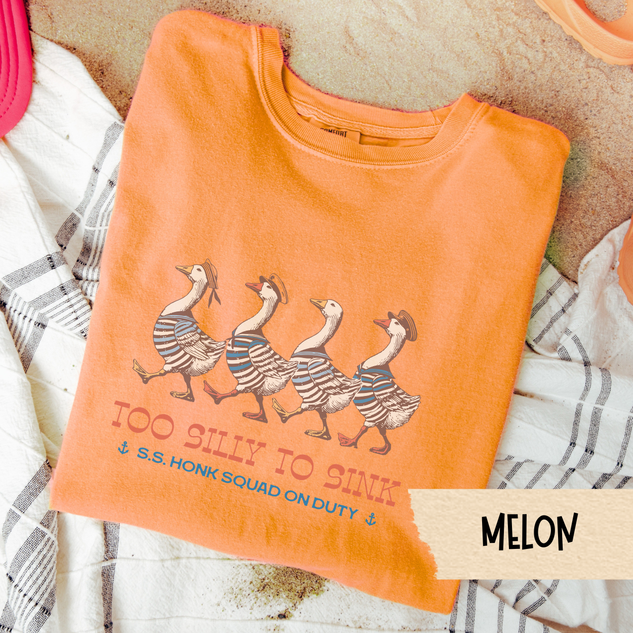 Too Silly to Sink Shirt, Funny Nautical Goose Tee, S.S. Honk Squad T-Shirt, Silly Goose Summer Shirt, Silly Animal Beach Graphic Tee