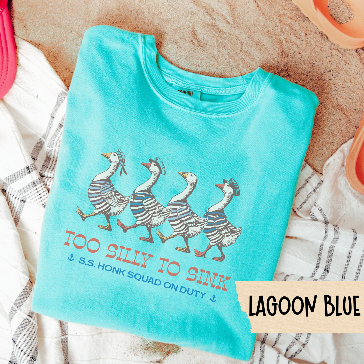 Too Silly to Sink Shirt, Funny Nautical Goose Tee, S.S. Honk Squad T-Shirt, Silly Goose Summer Shirt, Silly Animal Beach Graphic Tee